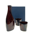 JapanBargain 4678, Sake Set Authentic Japanese Saki Set Sake decanter and Saki Cup Set, Lacquer Brown, Made in Japan