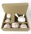 Japanese Tea Porcelain Teapot and Teacup Set Sakura Pink Cherry Blossom