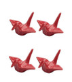 Set of 4 Red Porcelain Chopstick Rest Origami Crane Shape
