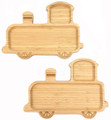2 pcs Bamboo Train Shaped Food Plate for Snacks Appetizer