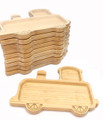 10 pcs Bamboo Train Shaped Food Plate for Snacks Appetizer
