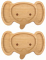 2 Pcs Bamboo Elephant Face Food Plate for Snacks Appetizer 