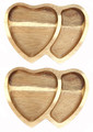 2 Pcs Wood Double Heart Shape Romantic Serving Tray