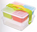 INOMATA Bento Box, 7 inches wide x 7 inches long x 4.75 inches deep, mix