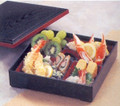 Red and Black Japanese Traditional Plastic Lacquered Lunch Bento Box 5 Compartments for Restaurant or Home Tray Plate and Lid 3pc Set Made in Japan, 9.5"x9.5"