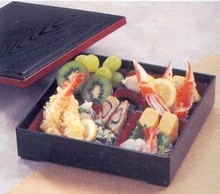 JapanBargain, Lot of 6 Japanese Restaurant Style Lunch Bento Boxes 6 Compartments for Restaurant or Home Traditional Plastic Lacquered Tray and Plate