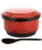 Rice Serving Bowl with Lid and Rice Paddle Scoop Japanese Ohitsu Chinese Asian Restaurant Rice Container for 2-3 Serving, Red