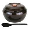 Rice Serving Bowl with Lid and Rice Paddle Spoon Japanese Ohitsu Container Made in Japan, Burgundy Color, Diamond Cut, Serving 2-3 People