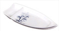 Sushi Boat Shape Plate Sushi Sashimi Serving Plate Plastic Tray 10 x 4.5 inch, White Bamboo
