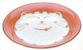 Japanese Round Porcelain Appetizer Plate for Dessert Cake Snack Maneki Neko Smiling Lucky Cat Pattern for Cat Lovers Made in Japan, Dish 6.5-inch, Pink