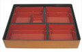 Red and Gold Japanese Traditional Plastic Lacquered Lunch Bento Box 5 Compartments for Restaurant or Home Tray and Plate 2pc Set Made in Japan, 11.75"x9.5"