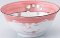 Set of 2 Japanese Porcelain Soup Bowl for Dinner Lunch Rice Poke Donburi Udon Ramen Noodle Pasta Cereal Maneki Neko Smiling Lucky Cat Bowl for Cat Lovers Made in Japan, 6-inch, Pink