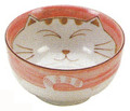 Japanese Porcelain Bowls Rice Bowl Soup Bowl Cereal Bowl Poke Bowl, Pink Color Maneki Neko Smiling Lucky Cat Pattern, Made in Japan, 5-inch, Pack of 2