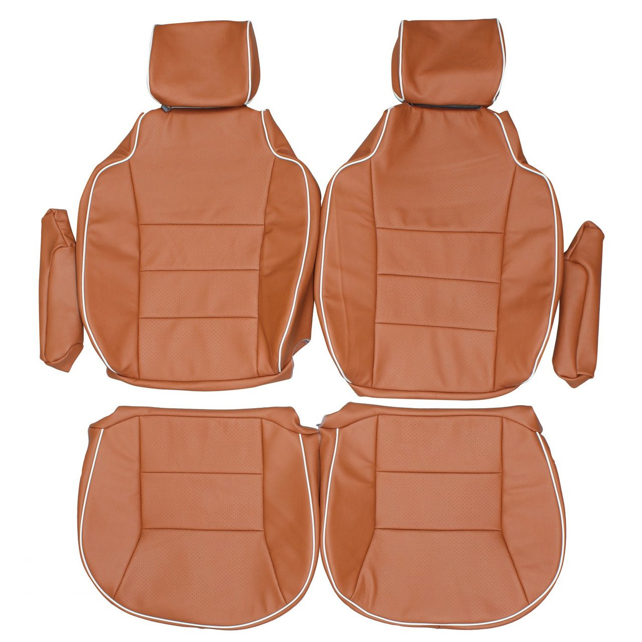TWO FRONTS ONLY LAND ROVER DEFENDER CAR SEAT COVERS TAN SUEDE