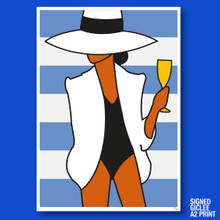 STRIPES & CHAMPAGNE IN CANNES - GICLEE PRINT