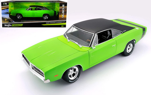 1969 DODGE CHARGER R/T GREEN 1/18 SCALE DIECAST CAR MODEL BY MAISTO 32612