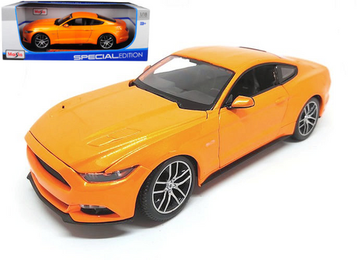 2015 FORD MUSTANG ORANGE 1/18 SCALE DIECAST CAR MODEL BY MAISTO 31197