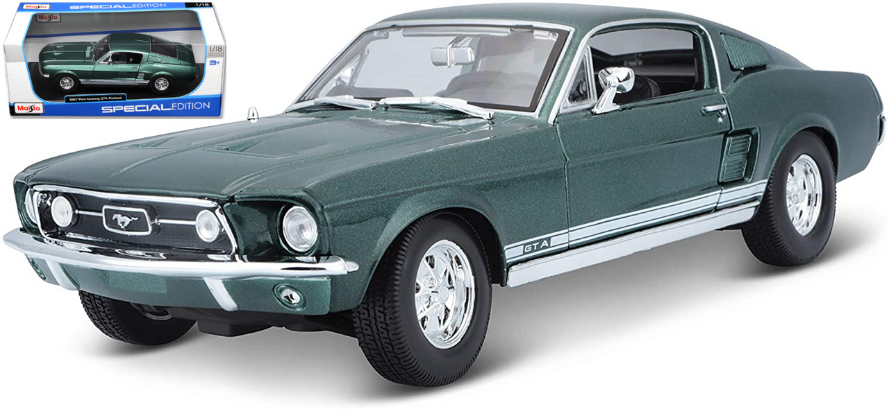 1967 Ford Mustang Fastback GTA Green 1/18 Diecast Model Car Maisto 31166
