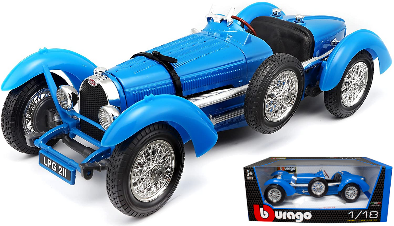 1934 BUGATTI TYPE 59 BLUE 1:18 DIECAST CAR MODEL BY BBURAGO 12062 