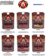 FIRE & RESCUE SERIES 1 SET OF 6 TRUCK 1/64 SCALE DIECAST CAR MODEL BY GREENLIGHT 67010