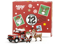 LAND ROVER DEFENDER 90 PICKUP 2021 CHRISTMAS WITH SANTA RUDOLPH FIGURES 1/64 SCALE DIECAST CAR MODEL BY TSM MINI GT MGT00320