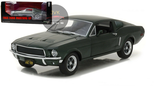 1968 FORD MUSTANG GT FASTBACK GREEN 1/24 SCALE DIECAST CAR MODEL BY GREENLIGHT 84038

