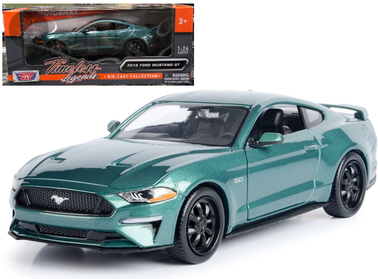 2018 FORD MUSTANG GT GREEN 1/24 SCALE DIECAST CAR MODEL BY MOTOR MAX 79352
