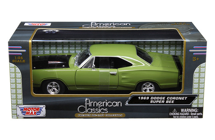 1969 Dodge Coronet Super Bee Coupe Die-cast Car 1:24 Motormax 8 inch BLACK 