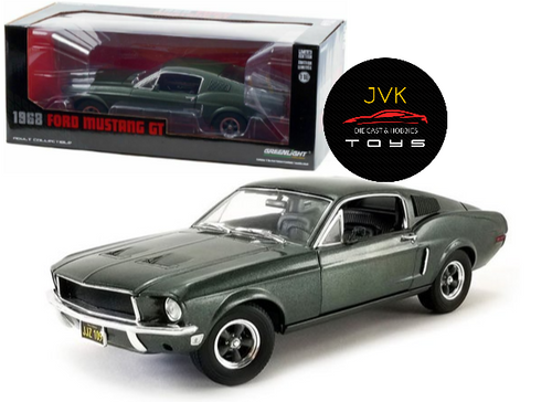 1968 FORD MUSTANG GT FASTBACK HIGHLAND GREEN 1/18 SCALE DIECAST CAR MODEL BY GREENLIGHT 13615

