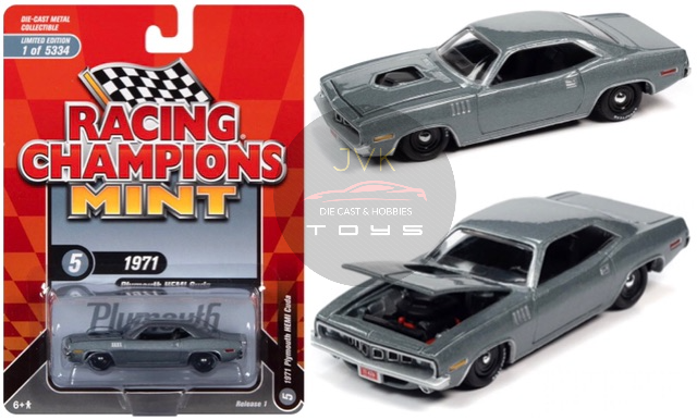 Johnny Lightning 1:64 1971 Plymouth Cuda Convertible Grey Muscle Car JLSP153 B 