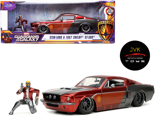 1967 FORD SHELBY MUSTANG GT-500 WITH STAR LORD FIGURE GUARDIANS OF THE GALAXY GOTG 1/24 SCALE DIECAST CAR MODEL BY JADA TOYS 32915

