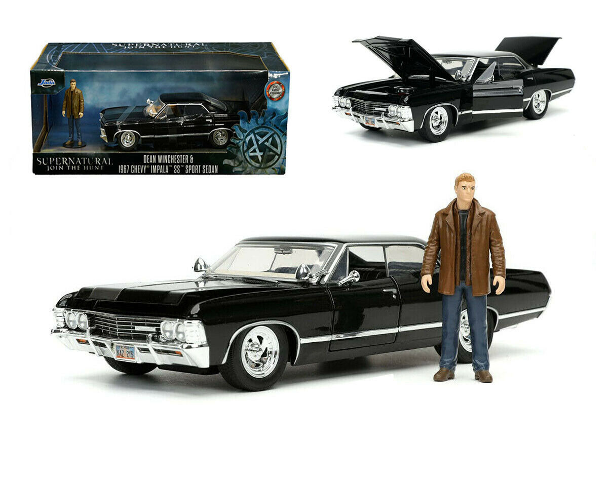1967 CHEVROLET IMPALA WITH DEAN WINCHESTER FIGURE SUPERNATURAL 1/24 SCALE  DIECAST CAR MODEL BY JADA TOYS 32250