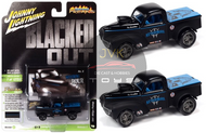 1941 WILLYS GASSER PICKUP TRUCK BLACKED OUT FLAT GLOSS BLACK WITH DARK BLUE 1/64 BY JOHNNY LIGHTNING JLSP181

