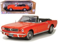1964 1/2 FORD MUSTANG CONVERTIBLE ORANGE 1/18 SCALE DIECAST CAR MODEL BY MOTOR MAX 73145