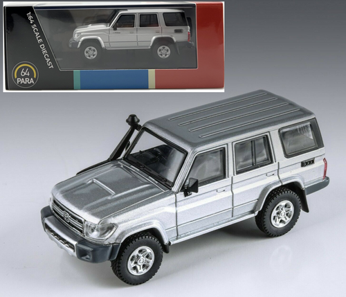 TOYOTA LAND CRUISER LC76 SILVER PEARL 1/64 SCALE DIECAST CAR MODEL BY PARAGON PARA64 55312