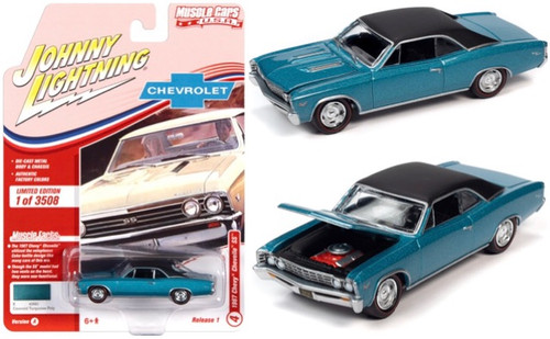 1967 CHEVROLET CHEVELLE SS TURQUOISE 1/64 SCALE DIECAST CAR MODEL BY JOHNNY LIGHTNING JLSP138 A

