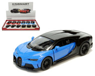 BUGATTI CHIRON SUPERSPORT TWO TONE BOX OF 12 1/38 SCALE 5" DIECAST CAR MODEL PULL BACK BY KINSMART KT5423D