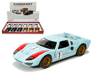 1966 FORD GT40 MKII HERITAGE EDITION BOX OF 12 1/32 SCALE 5" DIECAST CAR MODEL PULL BACK BY KINSMART KT5427DF