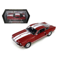 1966 FORD SHELBY GT350 MUSTANG RED WITH WHITE STRIPES 1/18 SCALE DIECAST CAR MODEL BY SHELBY COLLECTIBLES SC154
