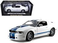 2011 FORD SHELBY MUSTANG GT350 WHITE & BLUE 1/18 SCALE DIECAST CAR MODEL BY SHELBY COLLECTIBLES SC351