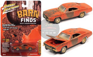 1969 DODGE CHARGER R/T ORANGE RUSTED WEATHERED WITH FADED GRAPHICS BARN FINDS 1/64 SCALE DIECAST CAR MODEL BY JOHNNY LIGHTNING JLSP92