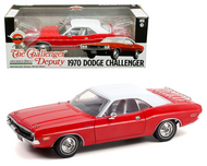 1970 DODGE CHALLENGER THE CHALLENGER DEPUTY BRIGHT RED WITH WHITE ROOF 1/18 SCALE DIECAST CAR MODEL BY GREENLIGHT 13618