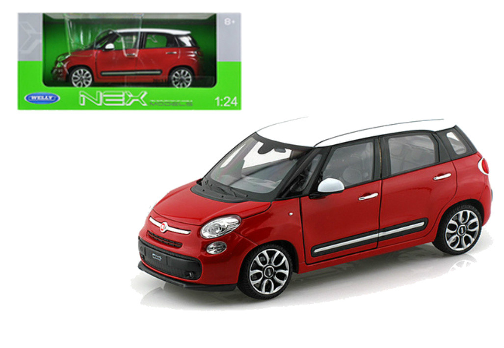 2013 Fiat 500L Red With White Top 1/24 Scale Diecast Car Model By Welly  24038