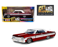 1964 CHEVROLET IMPALA SS LOWRIDER CANDY APPLE RED WHITE TOP 1/24 SCALE DIECAST CAR MODEL BY MOTOR MAX 79021

