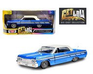 1964 CHEVROLET IMPALA SS LOWRIDER CANDY BLUE WHITE TOP 1/24 SCALE DIECAST CAR MODEL BY MOTOR MAX 79021

