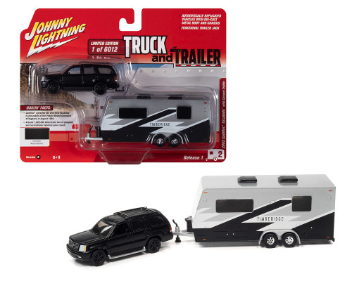 2005 CADILLAC ESCALADE WITH CAMPER TRAILER 1/64 SCALE DIECAST CAR MODEL BY JOHNNY LIGHTNING JLSP201 B