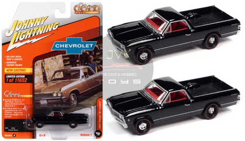 1967 CHEVROLET EL CAMINO GLOSS BLACK 1/64 SCALE DIECAST CAR MODEL BY JOHNNY LIGHTNING JLSP225

