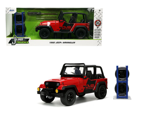 1992 JEEP WRANGLER JUST TRUCKS WITH EXTRA WHEELS 1/24 SCALE DIECAST CAR MODEL BY JADA TOYS 33851

