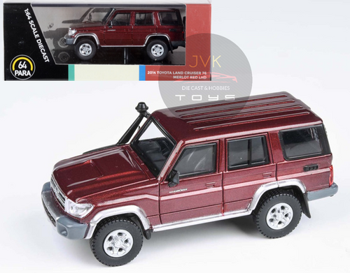 TOYOTA LAND CRUISER LC76 MERLOT RED 1/64 SCALE DIECAST CAR MODEL BY PARAGON PARA64 55313

