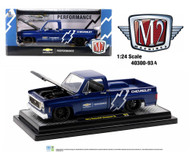 1973 CHEVROLET CHEYENNE 10 CHEVY BLUE PICKUP SQUAREBODY TRUCK 1/24 SCALE DIECAST CAR MODEL BY M2 MACHINES 40300-93A